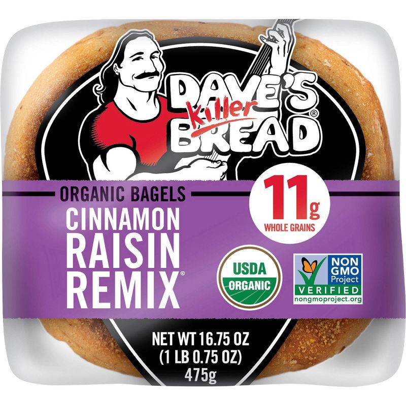 slide 9 of 9, Dave's Killer Bread Organic Cinnamon Raisin Remix Bagels - 16.75oz, 16.75 oz