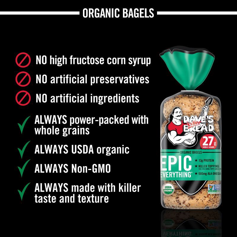 slide 4 of 16, Dave's Killer Bread Epic Everything Organic Bagels - 16.75oz, 16.75 oz