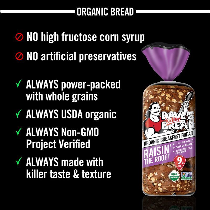 slide 4 of 16, Dave's Killer Bread Organic Raisin' the Roof - 18oz, 18 oz