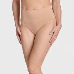 Jockey Generation™ Women's Tummy Smoothing Mid-Waist Thong - Beige M: Medium Control Top, Light Compression