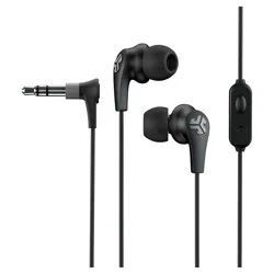 JLab Wired JBuds Pro with Universal Mic 3.5 mm TRRS Right-Angled - Black: Silicone Ear Cushion, Lightweight Design