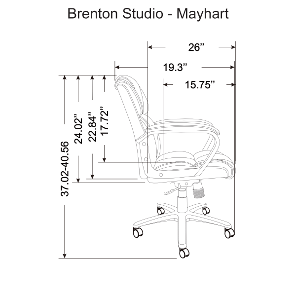 slide 5 of 5, Brenton Studio Mayhart Vinyl Mid-Back Task Chair, Black, 1 ct