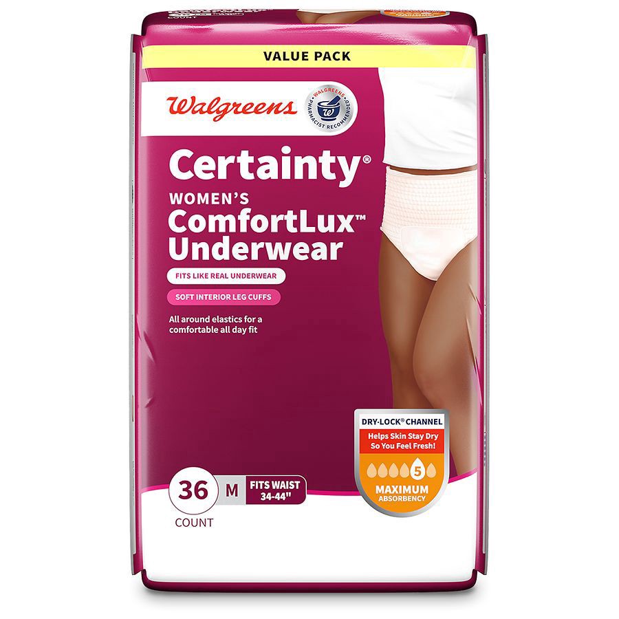 slide 3 of 5, Walgreens Certainty Maximum Absorbancy Size S Women's Underwear, 36 ct