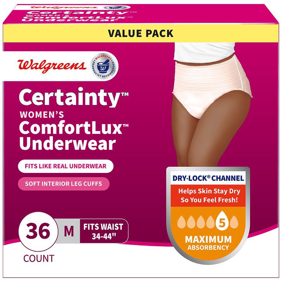 slide 1 of 5, Walgreens Certainty Maximum Absorbancy Size S Women's Underwear, 36 ct