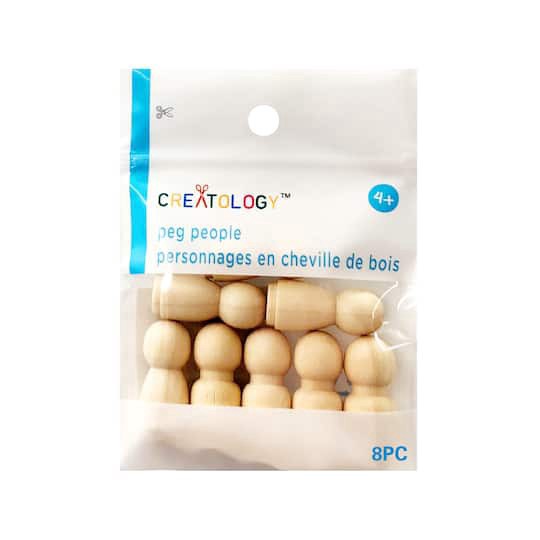 slide 1 of 3, 1" Wooden Peg People By Creatology, 0.5 in x 0.5 in x 1.18 in