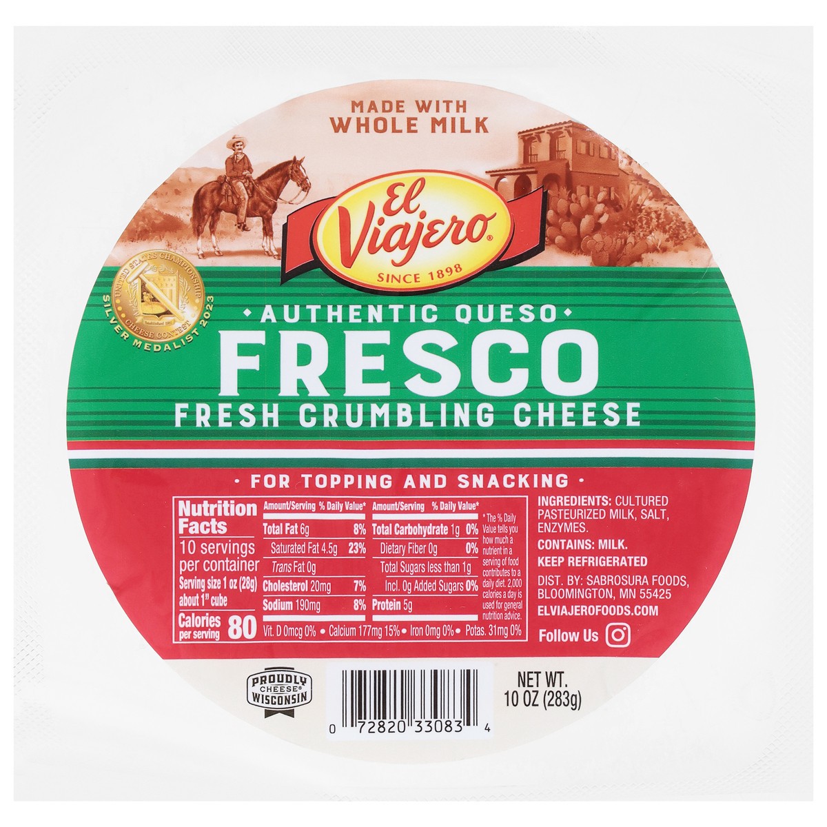 slide 1 of 6, El Viajero Queso Fresco 10 oz, 10 oz