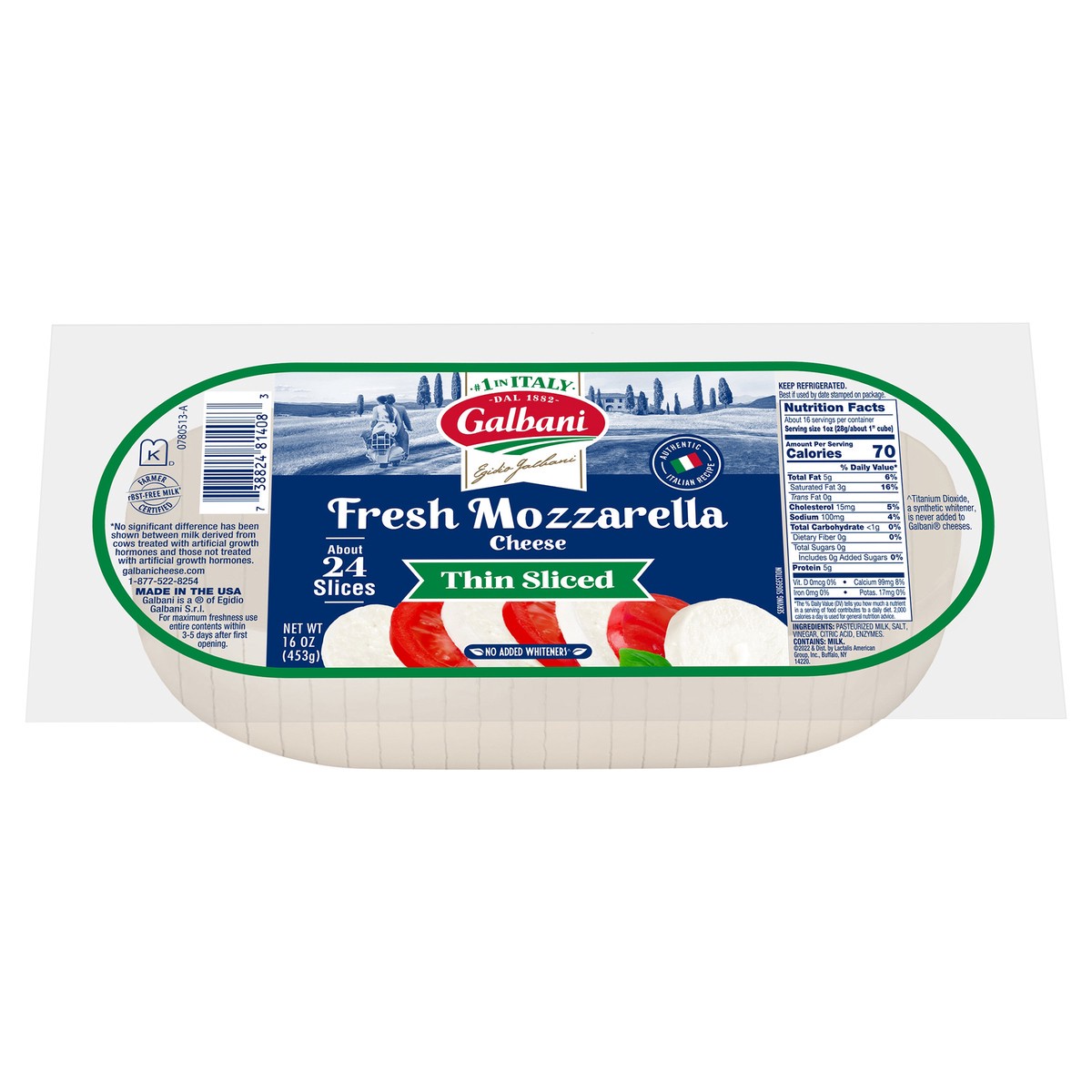 slide 1 of 9, Galbani 16oz Fresh Mozzarella Thin Sliced Log, 16 oz