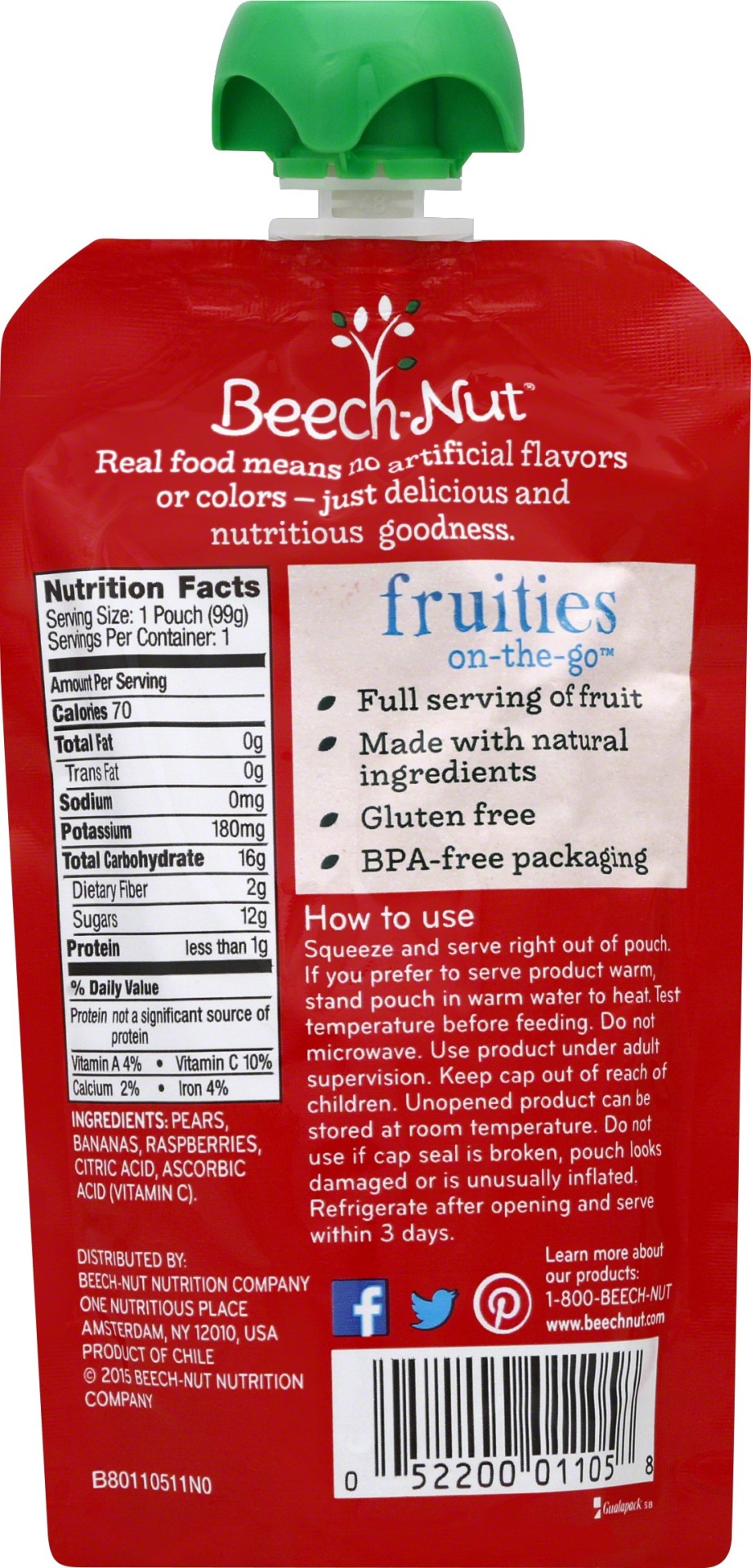 slide 2 of 7, Beech-Nut Fruities Stage 2 (from About 6 Months) Pear, Banana & Raspberries 3.5 oz, 3.5 oz