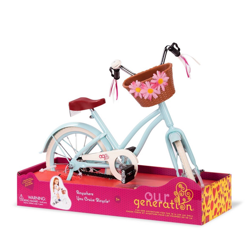 slide 4 of 4, Our Generation Anywhere You Cruise 18" Doll Bicycle - Blue, 1 ct