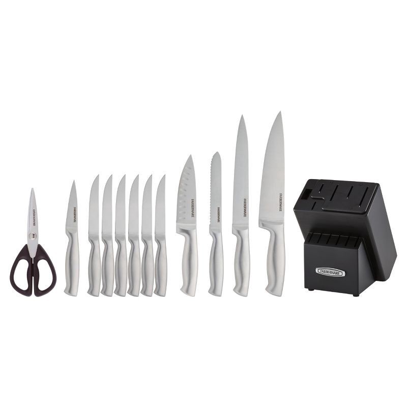 slide 2 of 12, Farberware Edgekeeper 13 Piece Self Sharpening StainlessSteel Hollow Handle Knife Block Set, 13 ct