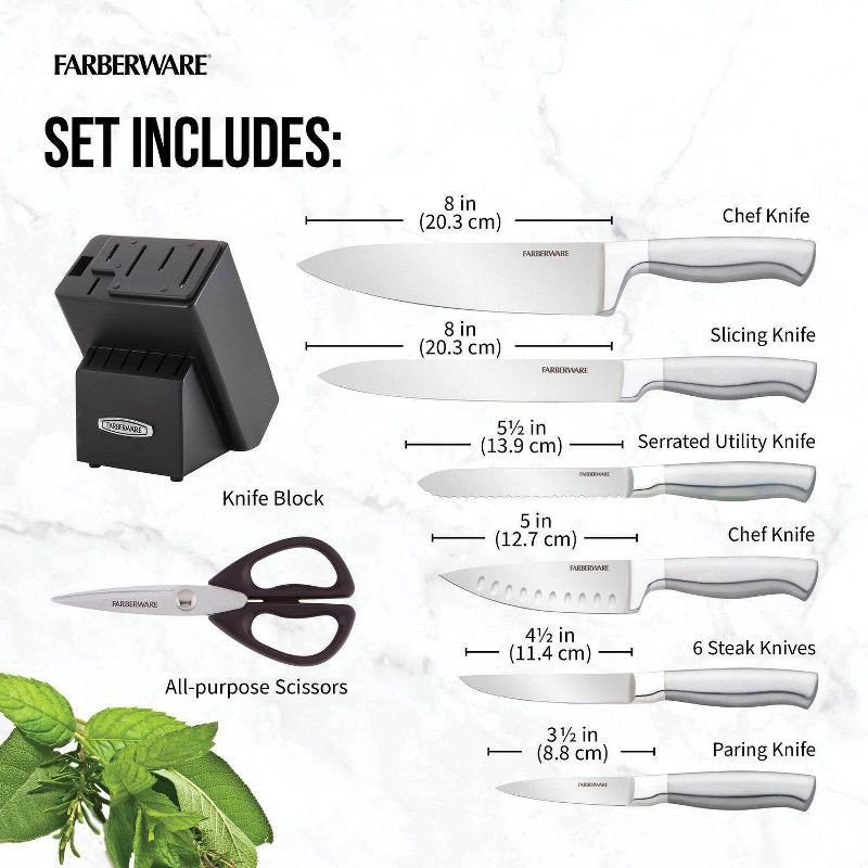 slide 9 of 12, Farberware Edgekeeper 13 Piece Self Sharpening StainlessSteel Hollow Handle Knife Block Set, 13 ct