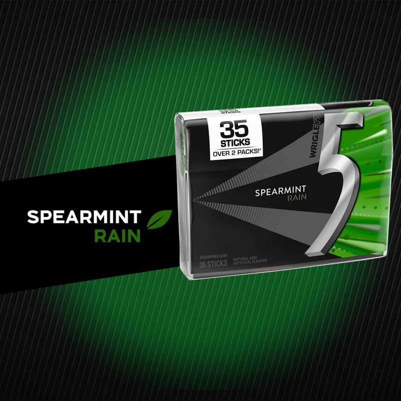 slide 3 of 11, 5 Gum Sugar-Free Spearmint Rain Gum - 35ct, 35 ct