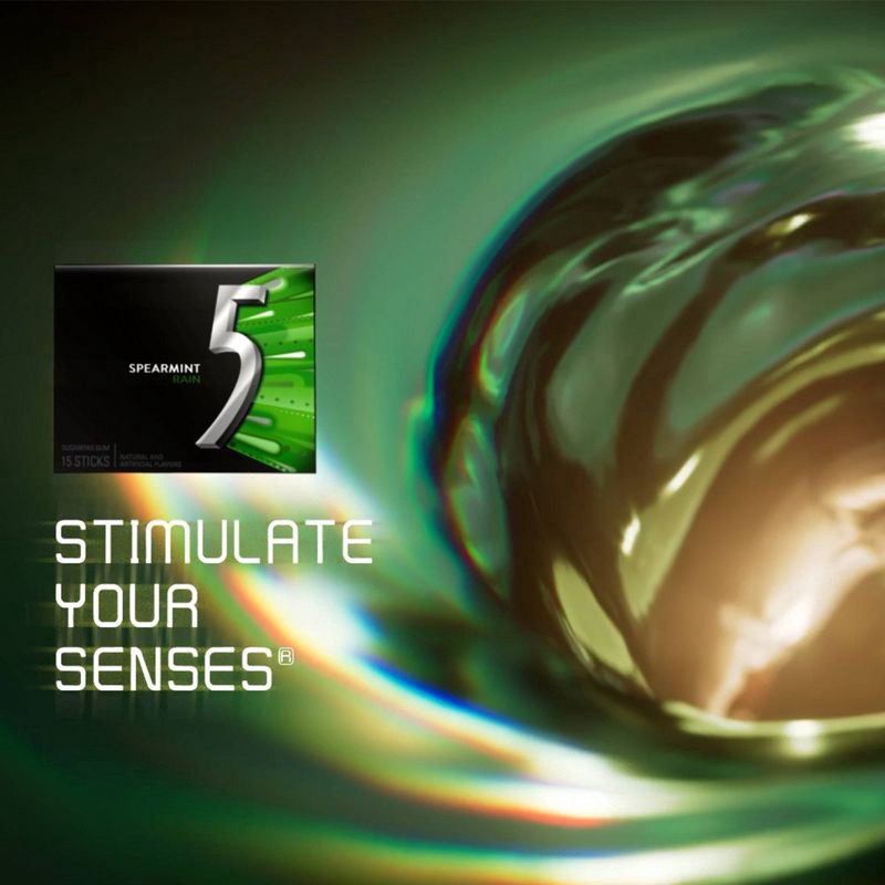 slide 4 of 11, 5 Gum Sugar-Free Spearmint Rain Gum - 35ct, 35 ct
