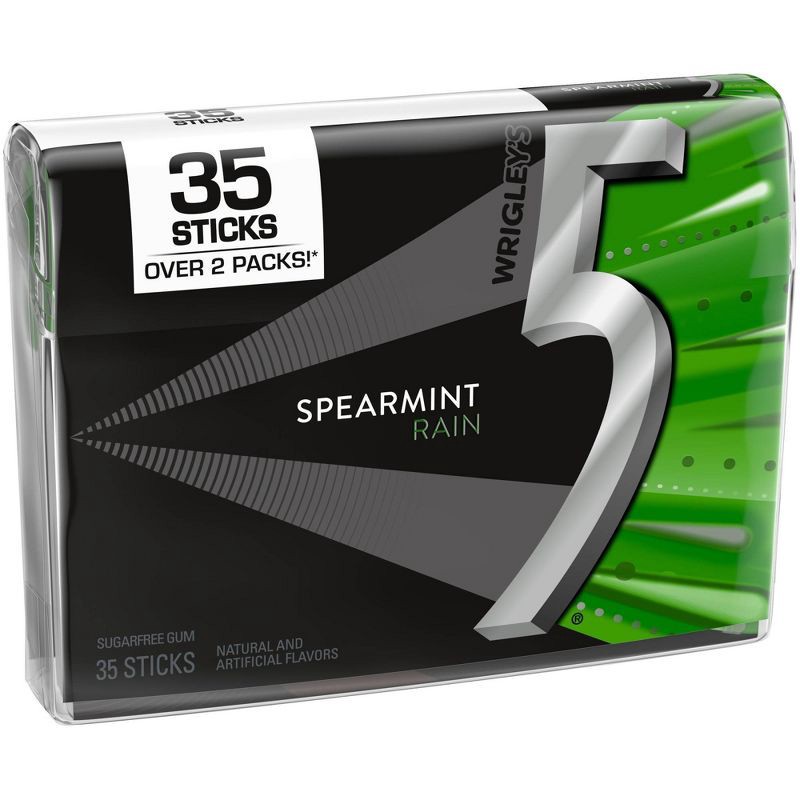 slide 7 of 8, 5 Gum Wrigley's 5 Spearmint Rain Sugarfree Gum - 35ct, 35 ct