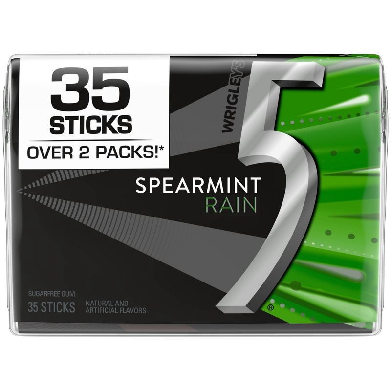 slide 1 of 8, 5 Gum Wrigley's 5 Spearmint Rain Sugarfree Gum - 35ct, 35 ct