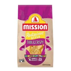 Mission Thin & Crispy Yellow Corn Tortilla Chips - 9oz: Gluten-Free, Mild Spice