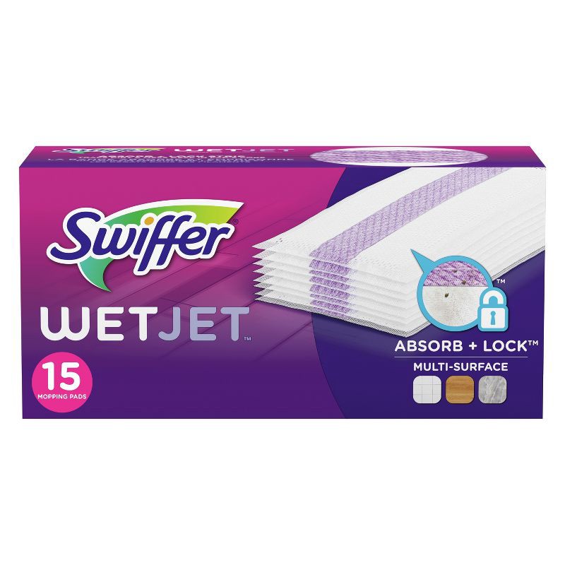 slide 1 of 9, Swiffer WetJet Multi-Surface Floor Cleaner Spray Moping Pads Refill - Unscented - 15ct, 15 ct