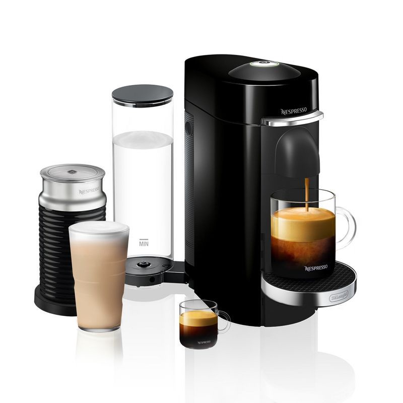 slide 1 of 11, Nespresso Vertuo Plus Deluxe Espresso and Coffee maker Bundle: Piano Black, 12 Capsules, Removable Water Reservoir, 12 ct