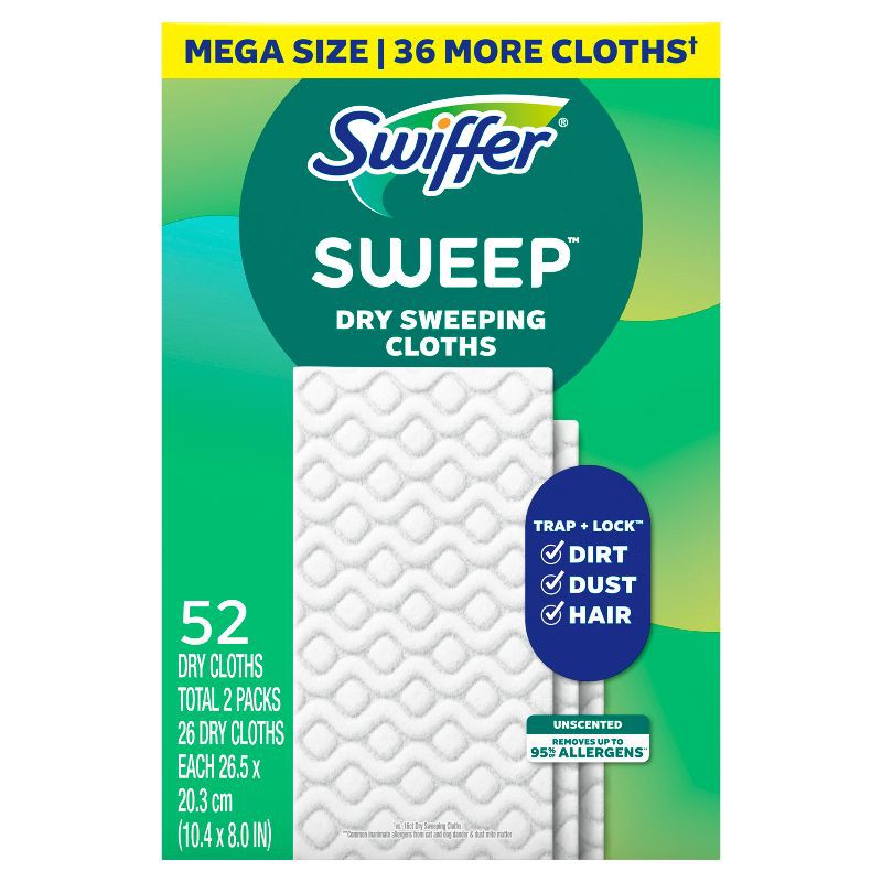 slide 9 of 12, Swiffer Sweeper Dry Sweeping Cloths - Unscented - 52ct, 52 ct