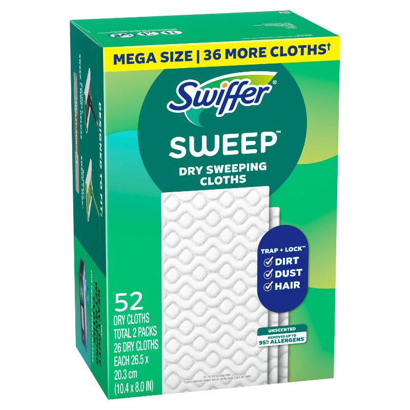 slide 10 of 12, Swiffer Sweeper Dry Sweeping Cloths - Unscented - 52ct, 52 ct