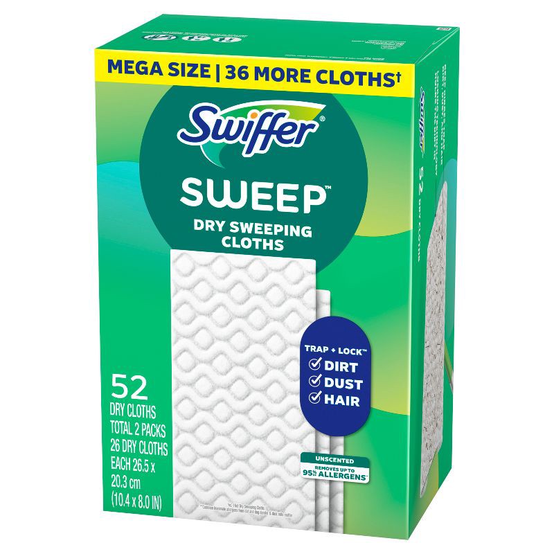 slide 11 of 12, Swiffer Sweeper Dry Sweeping Cloths - Unscented - 52ct, 52 ct