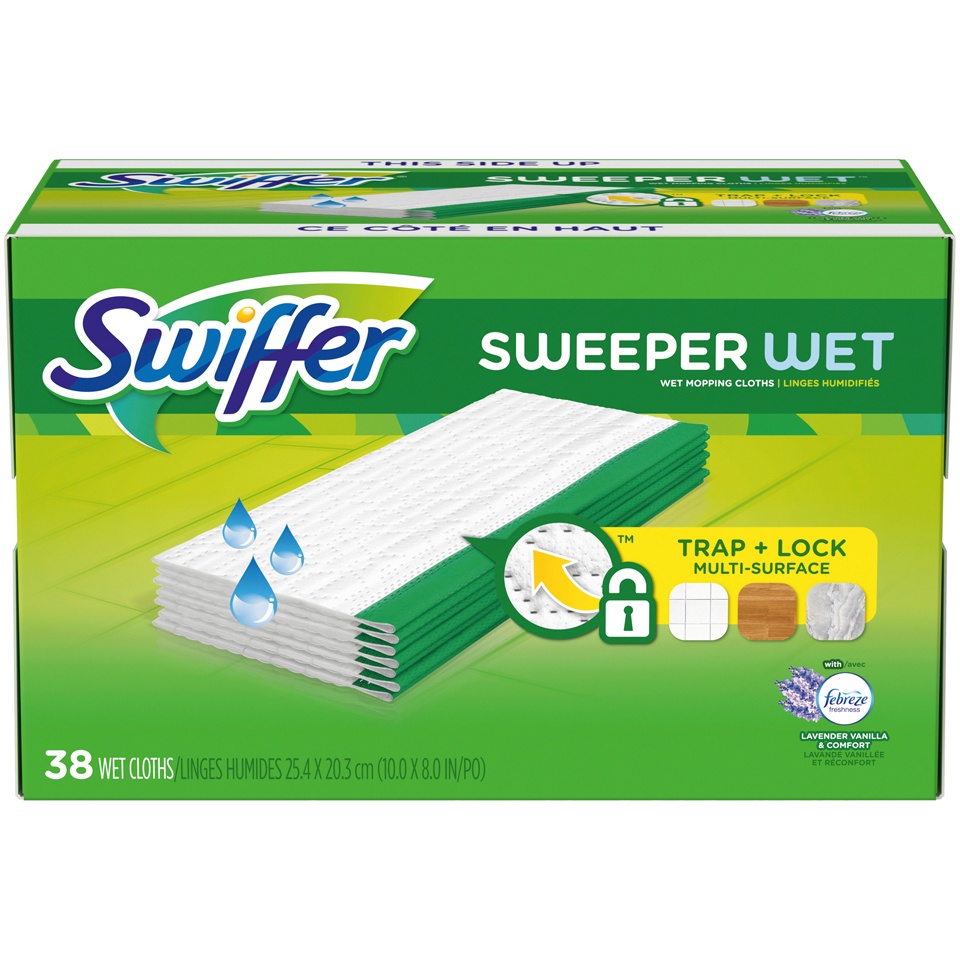slide 1 of 2, Swiffer Sweeper Wet Refills With Febreze Lavender Vanilla & Comfort, 38 ct