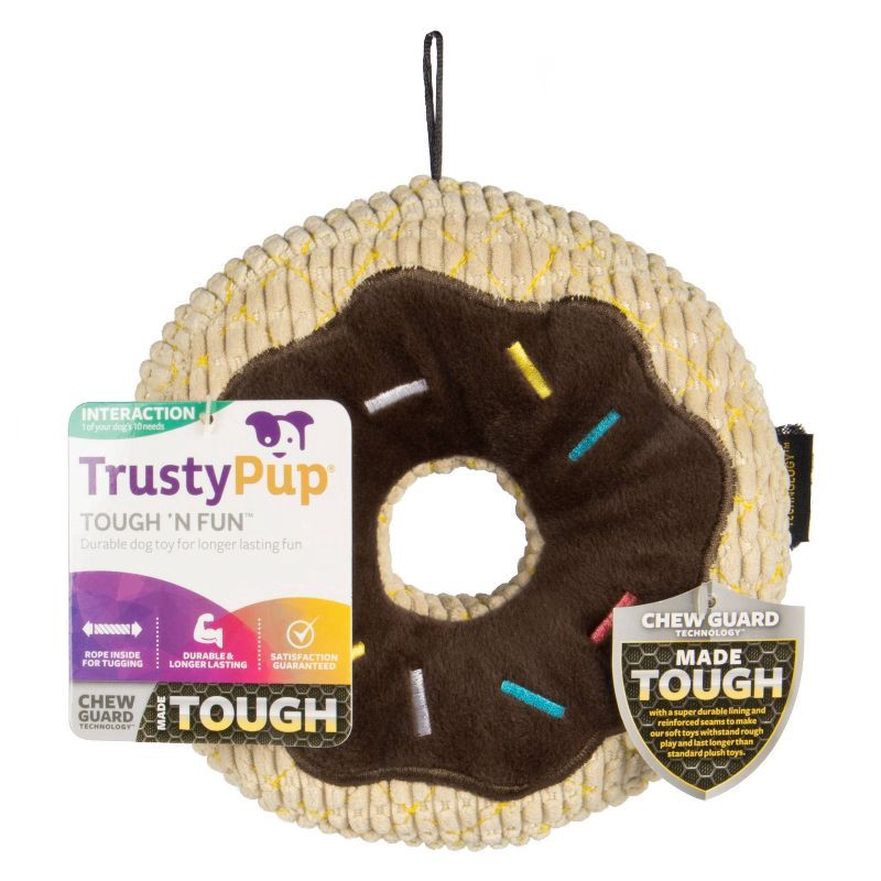 slide 5 of 6, TrustyPup Chocolate Donut Durable Plush Dog Toy, 1 ct