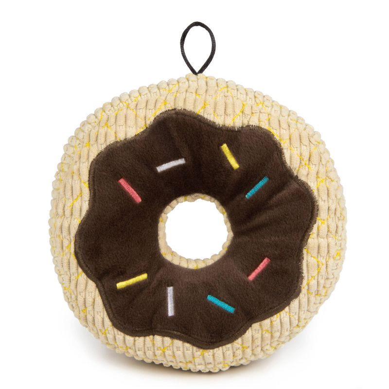 slide 1 of 6, TrustyPup Chocolate Donut Durable Plush Dog Toy, 1 ct