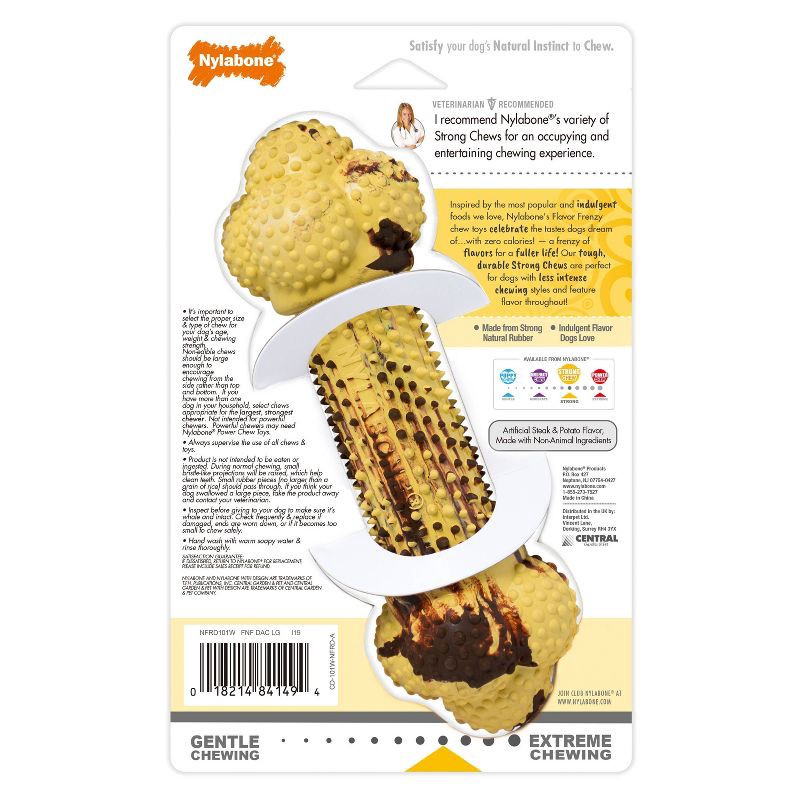 slide 4 of 5, Nylabone Steak and Potatoes Flavored Rubber Duel Action Dog Chew Toy - L, 1 ct