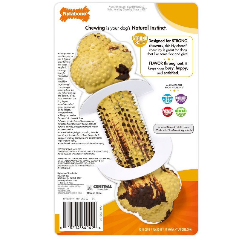 slide 5 of 5, Nylabone Steak and Potatoes Flavored Rubber Duel Action Dog Chew Toy - L, 1 ct
