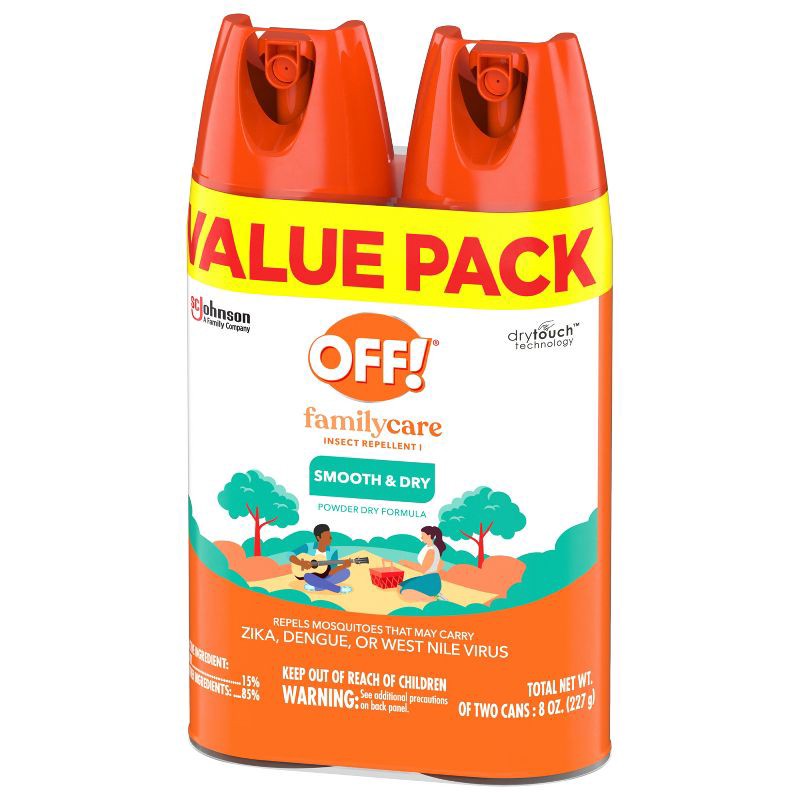 slide 12 of 13, OFF! FamilyCare Smooth & Dry Mosquito Repellent Bug Spray – 2ct/4oz each, 2 ct; 4 oz