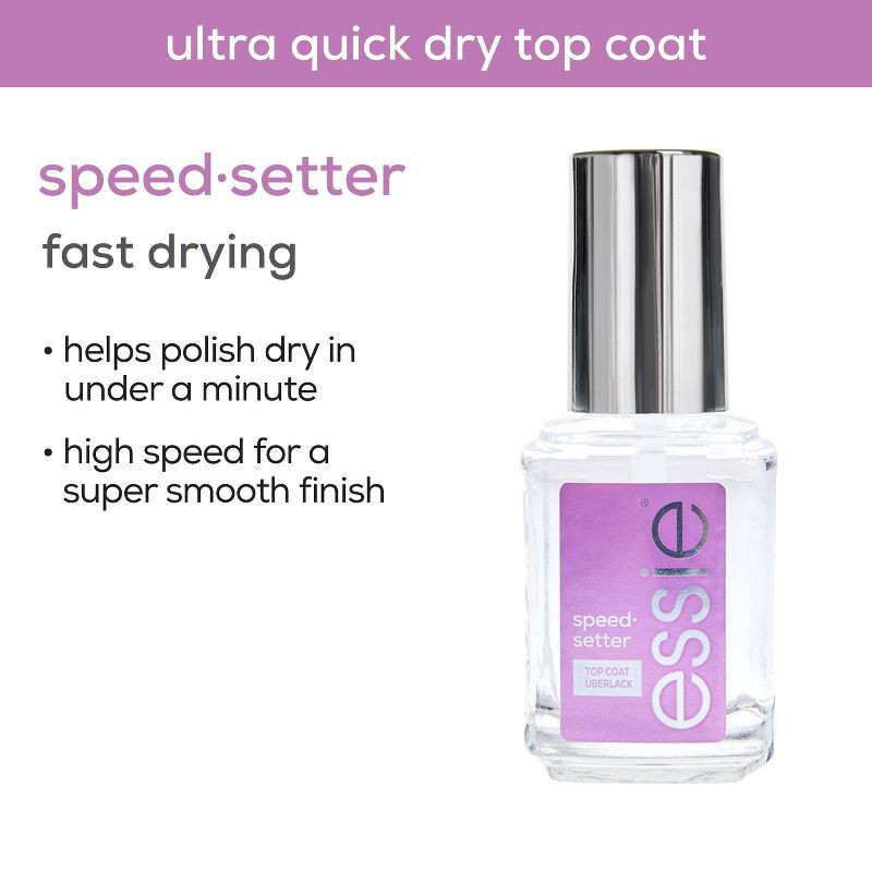 slide 3 of 6, essie SpeedSetter Top Coat - quick-dry - 0.46 fl oz: High Shine, Vegan, Formaldehyde-Free Nail Finish, 0.46 fl oz