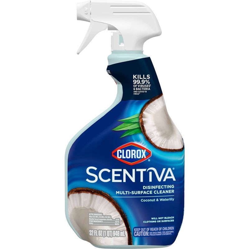 slide 3 of 12, Clorox Scentiva Coconut & Waterlily Multi Surface Cleaner Spray Bottle Bleach Free - 32oz, 32 oz