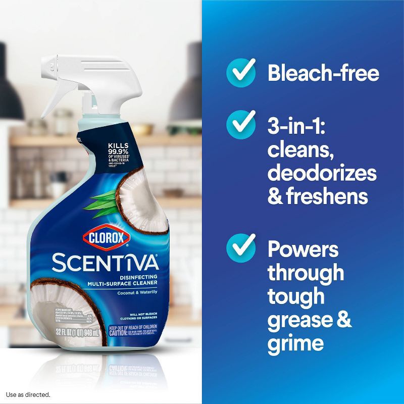 slide 6 of 12, Clorox Scentiva Coconut & Waterlily Multi Surface Cleaner Spray Bottle Bleach Free - 32oz, 32 oz