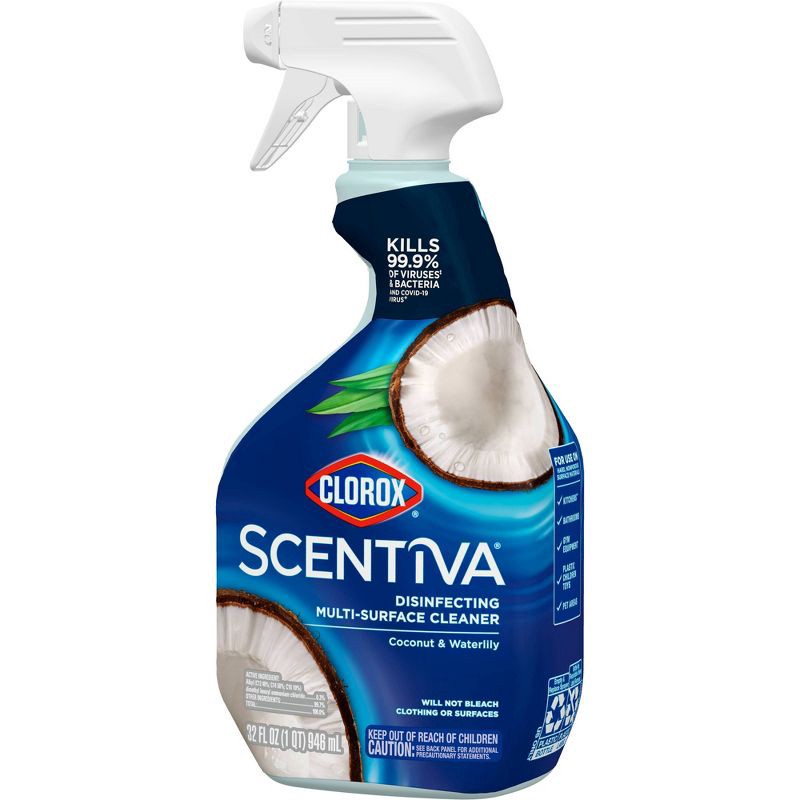 slide 10 of 12, Clorox Scentiva Coconut & Waterlily Multi Surface Cleaner Spray Bottle Bleach Free - 32oz, 32 oz