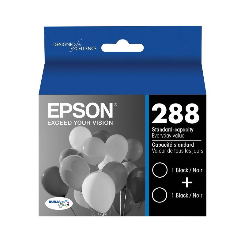 slide 1 of 6, Epson 288 2pk Ink Cartridges - Black (T288120-D2), 2 ct