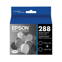 Epson 288 2pk Ink Cartridges - Black (T288120-D2): Printer Ink Standard Yield