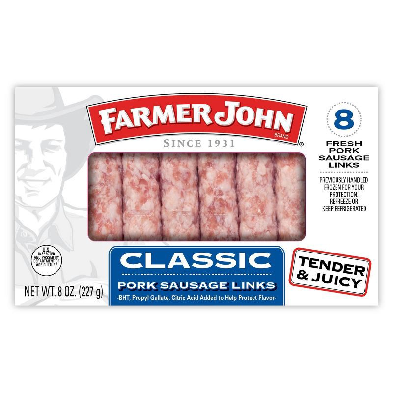 slide 1 of 5, Farmer John Classic Pork Sausage Links - 8oz/8ct, 8 ct; 8 oz