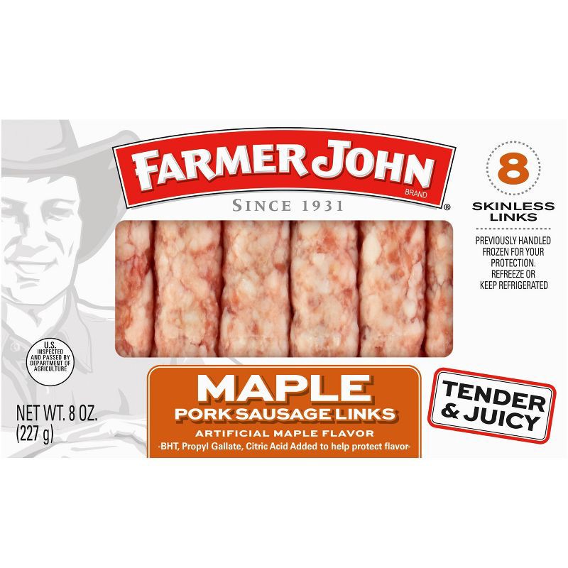 slide 1 of 3, Farmer John Maple Pork Sausage Links - 8oz/8ct, 8 ct; 8 oz