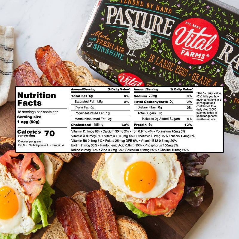 slide 6 of 12, Vital Farms Pasture Raised Large Eggs - 18ct, 18 ct