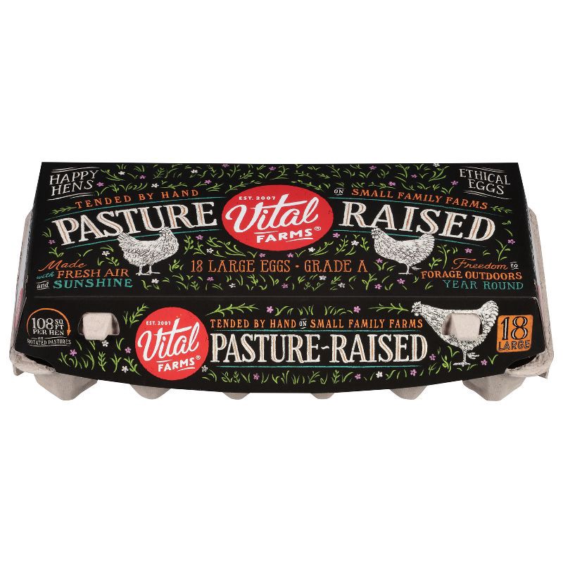 slide 1 of 8, Vital Farms Pasture Raised Large Eggs - 18ct, 18 ct