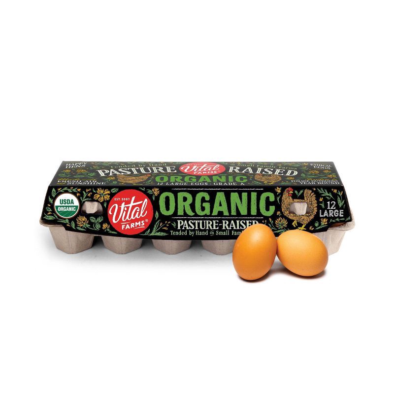slide 5 of 5, Vital Farms Organic Pasture-Raised Grade A Large Eggs - 12ct, 12 ct