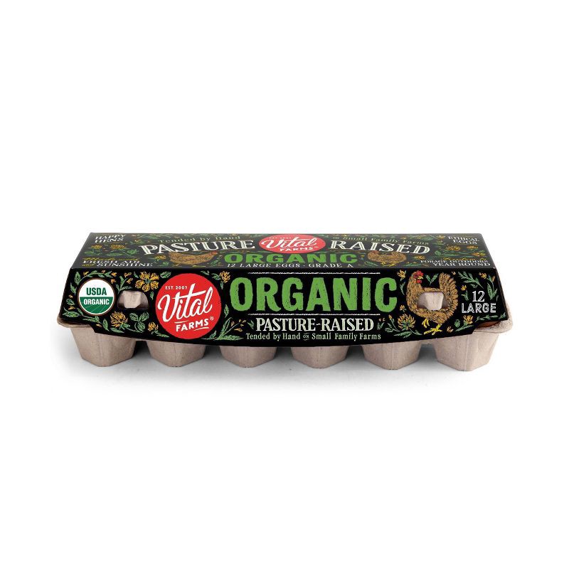 slide 1 of 5, Vital Farms Organic Pasture-Raised Grade A Large Eggs - 12ct, 12 ct