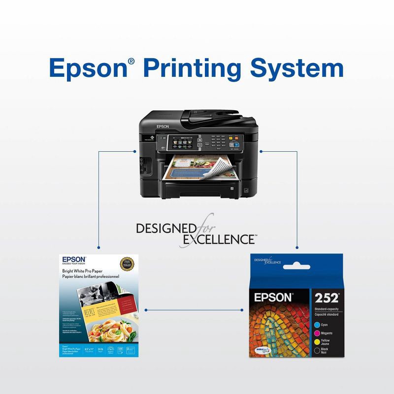 slide 6 of 6, Epson 252XL Black, 252 C/M/Y Combo 4pk Ink Cartridges - Black, Cyan, Magenta, Yellow (T252XL-BCS-CP), 4 ct