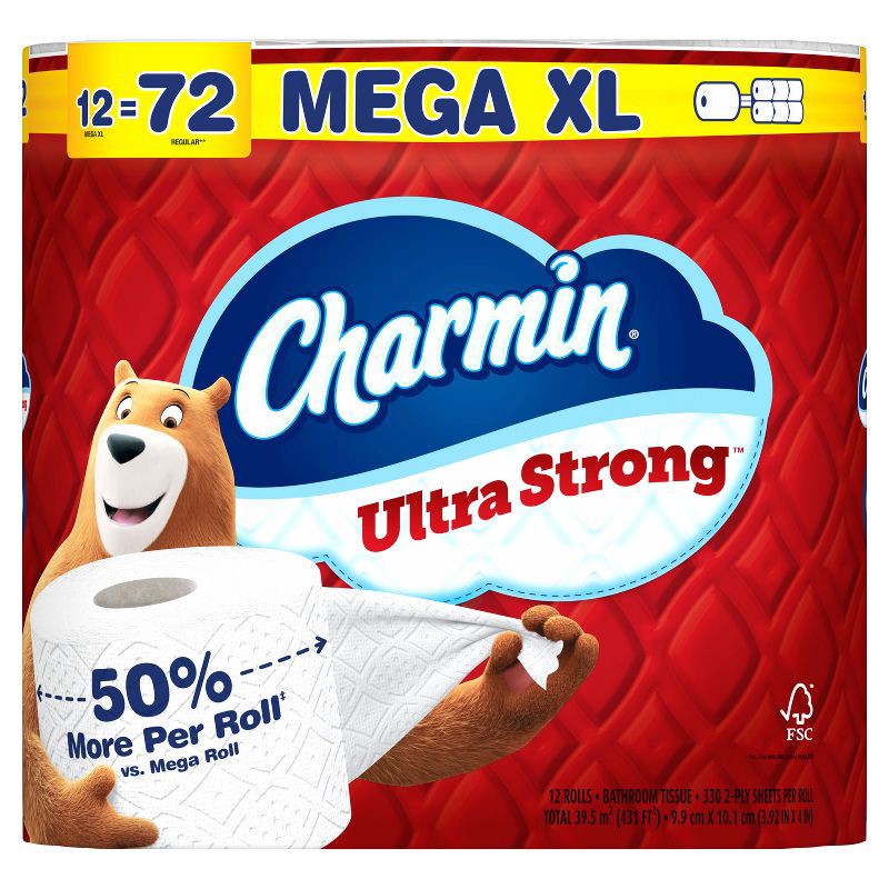 slide 14 of 16, Charmin Ultra Strong Toilet Paper - 12 Mega XL Rolls, 1 ct