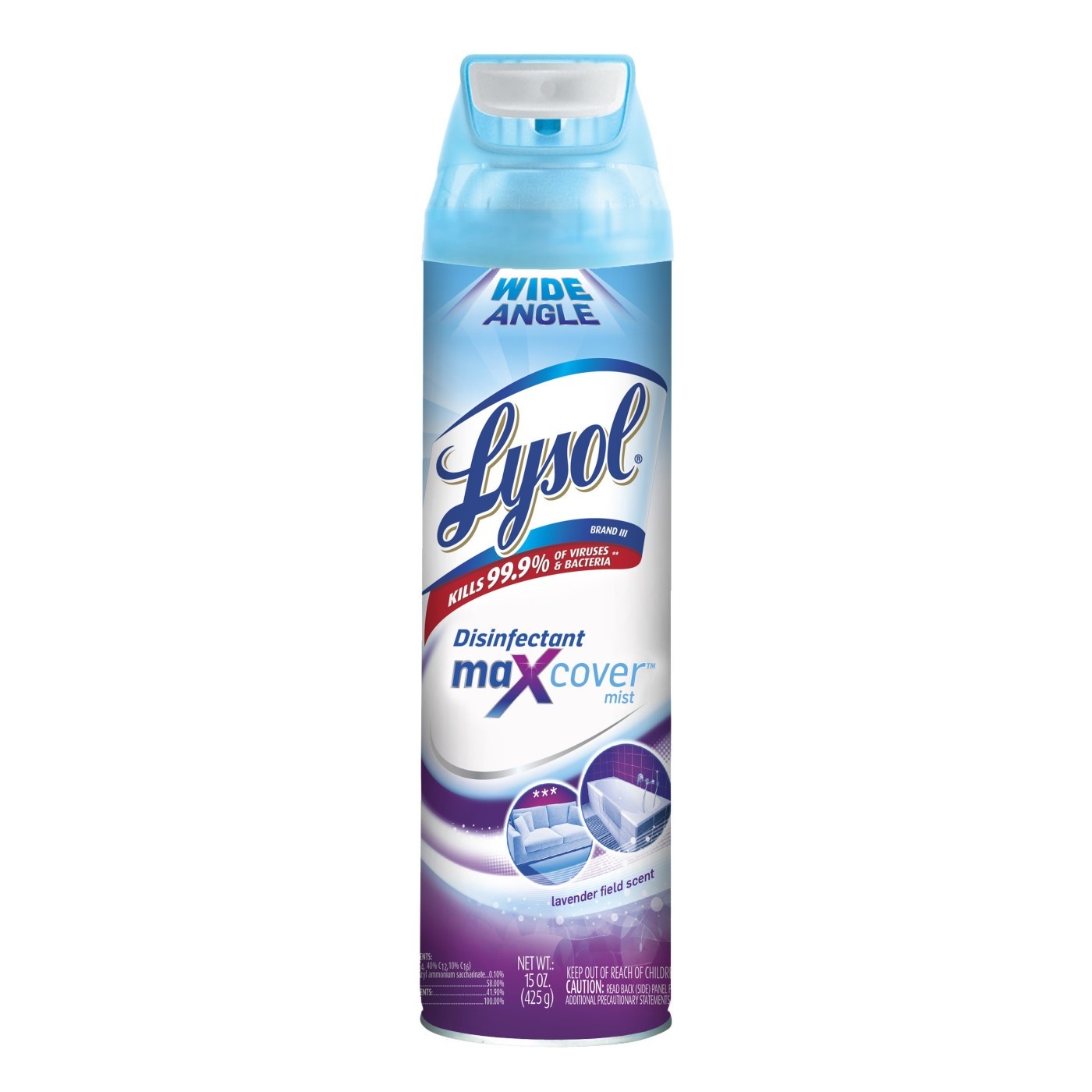 slide 1 of 7, Lysol Max Cover Disinfectant Mist, Lavender Fields, 15 fl oz