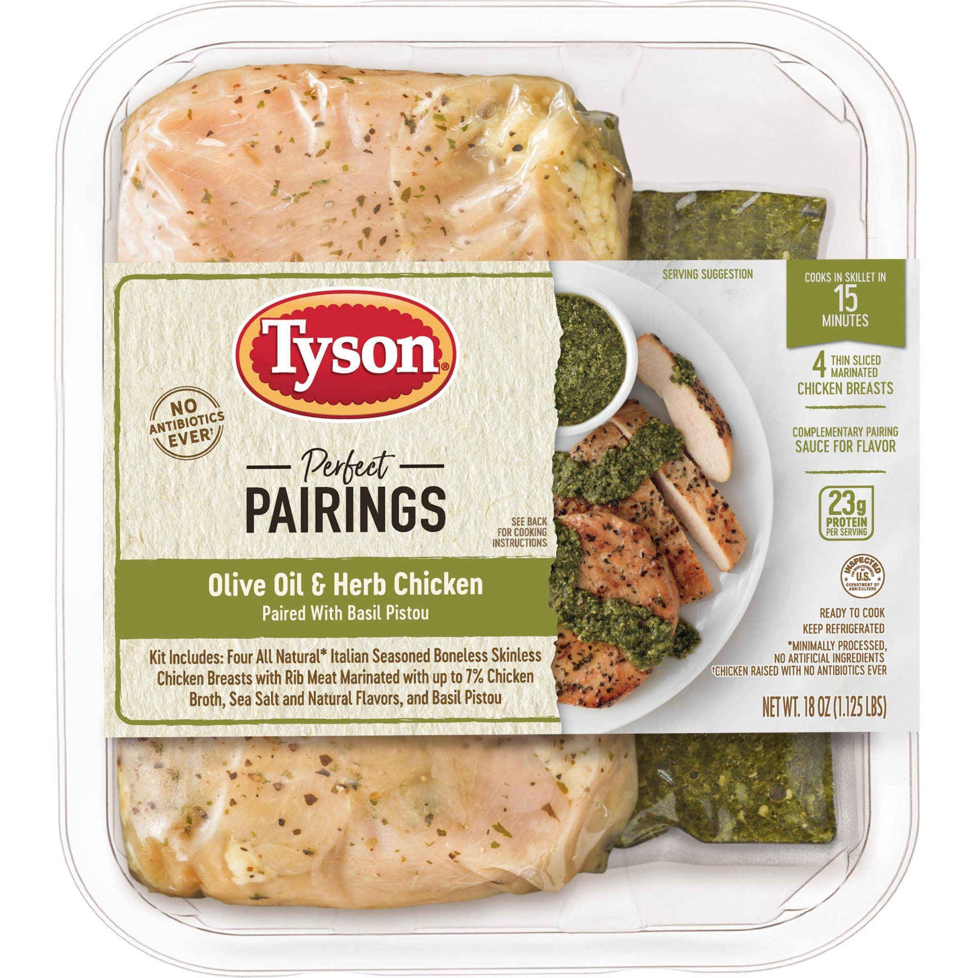 slide 1 of 3, Tyson Tastemakers Olive Oil & Herb Chicken with Basil Pistou Meal Kit - Serves 2, 1.125 lb