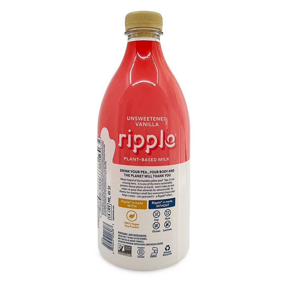 slide 3 of 5, Ripple Dairy-Free Unsweetened Vanilla Milk - 48 fl oz, 48 fl oz
