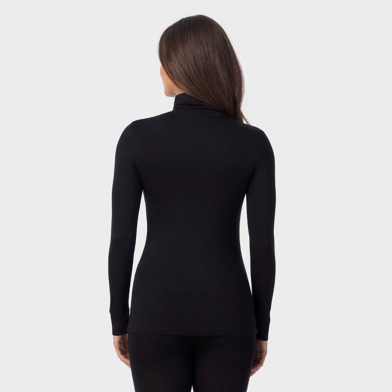 slide 2 of 5, Warm Essentials by Cuddl Duds Women's Smooth Stretch Thermal Turtleneck Top - Black L, 1 ct