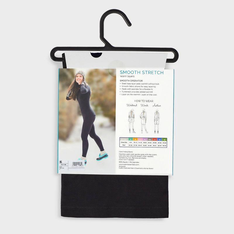 slide 5 of 5, Warm Essentials by Cuddl Duds Women's Smooth Stretch Thermal Turtleneck Top - Black L, 1 ct